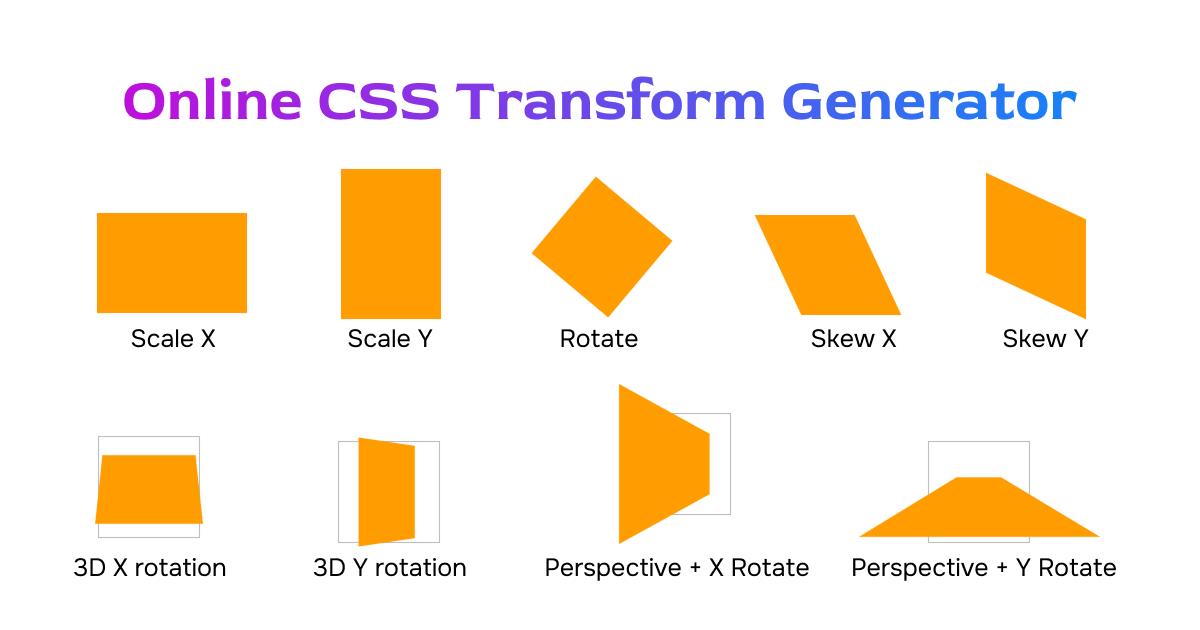 Online CSS Transform Generator (2D & 3D) With Live Preview