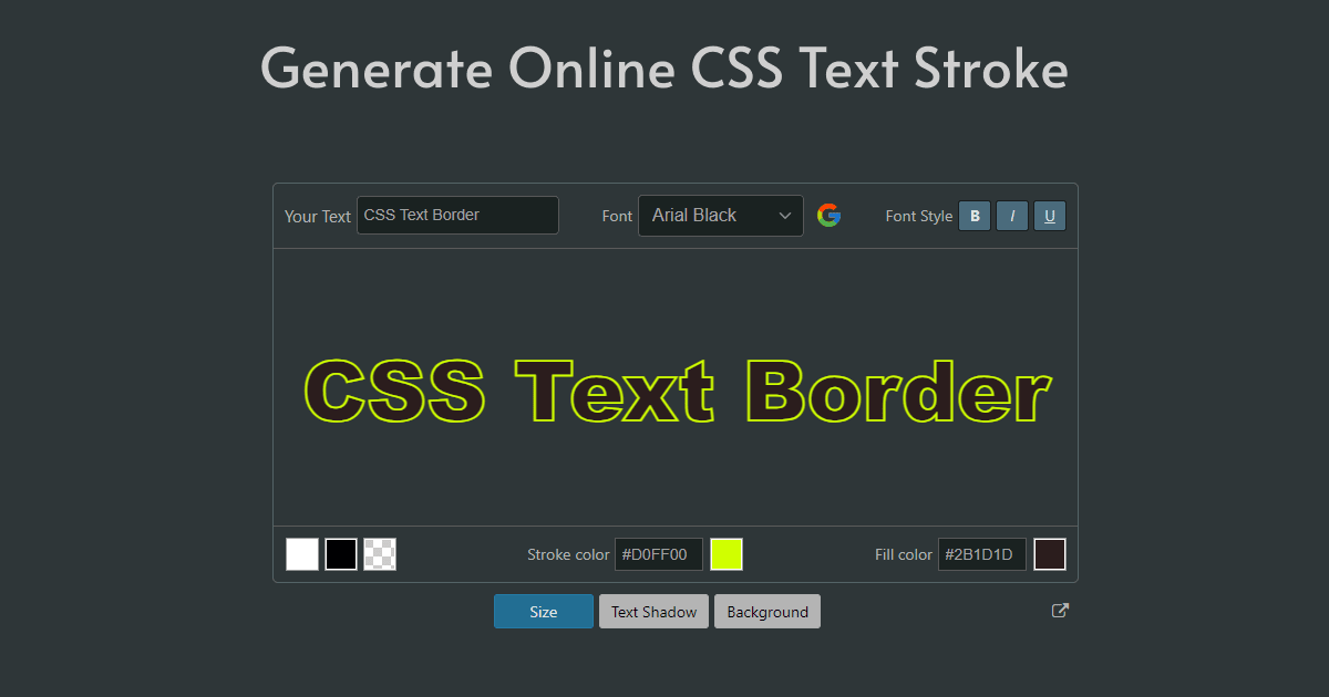 CSS Text Stroke Generator | Text Outline Border Style