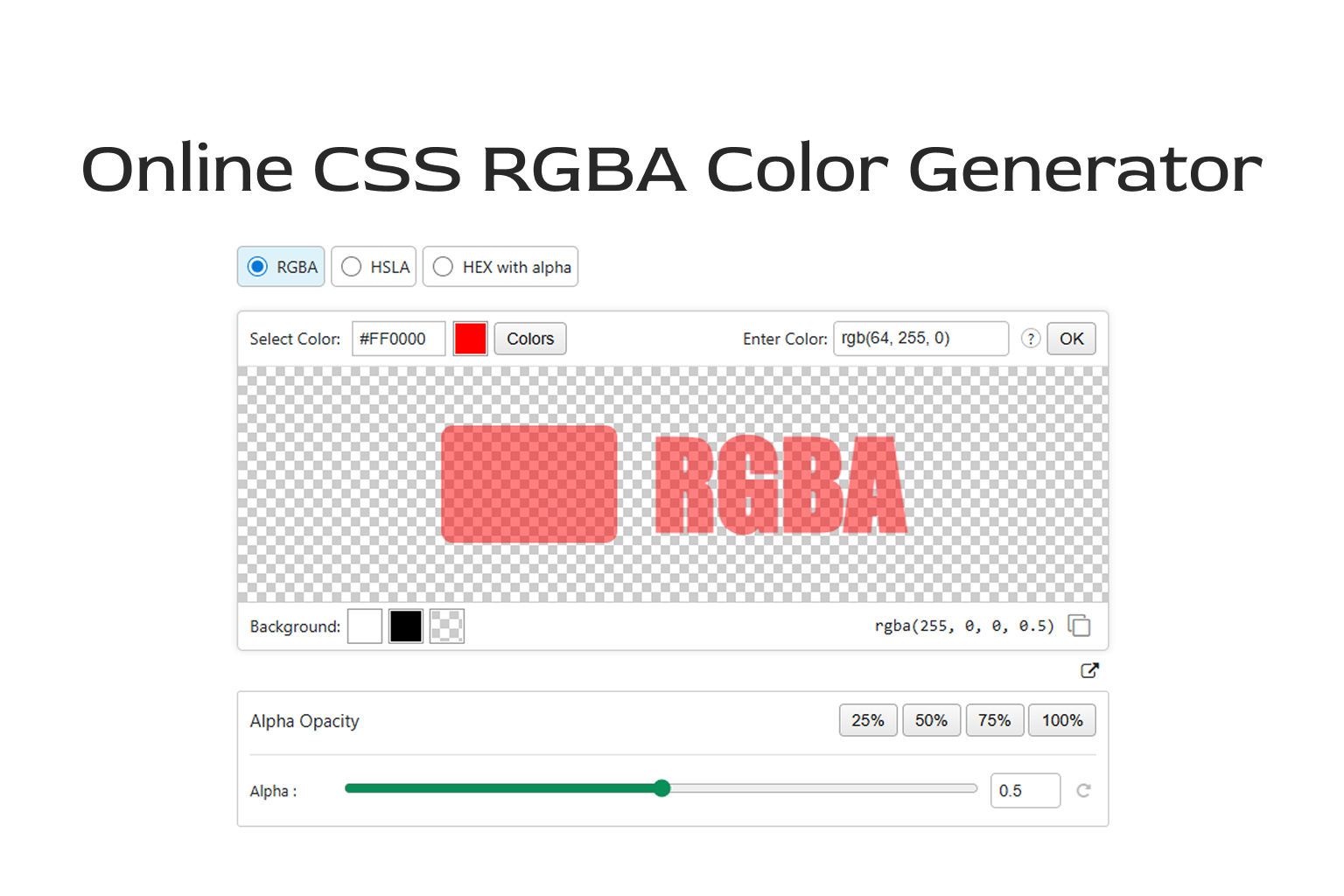Online CSS RGBA Transparency Color Generator