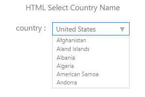 Drop Down Select Country