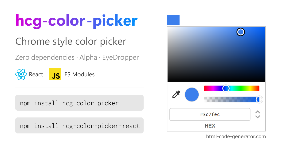 Chrome DevTools Style JavaScript Color Picker Library