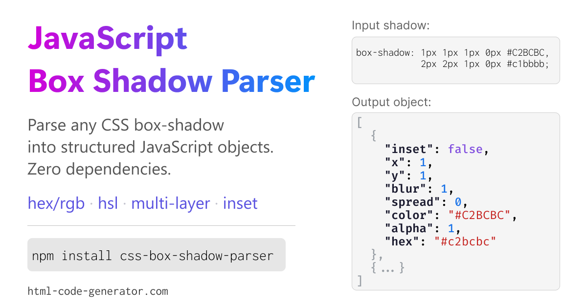 CSS Box Shadow Parser for JavaScript