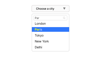 Searchable select dropdown library preview