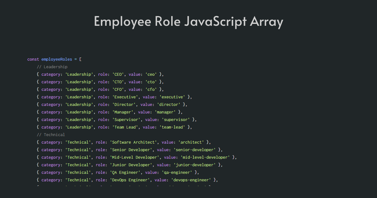 Employee Role Selection - HTML Drop-Down For Job Titles
