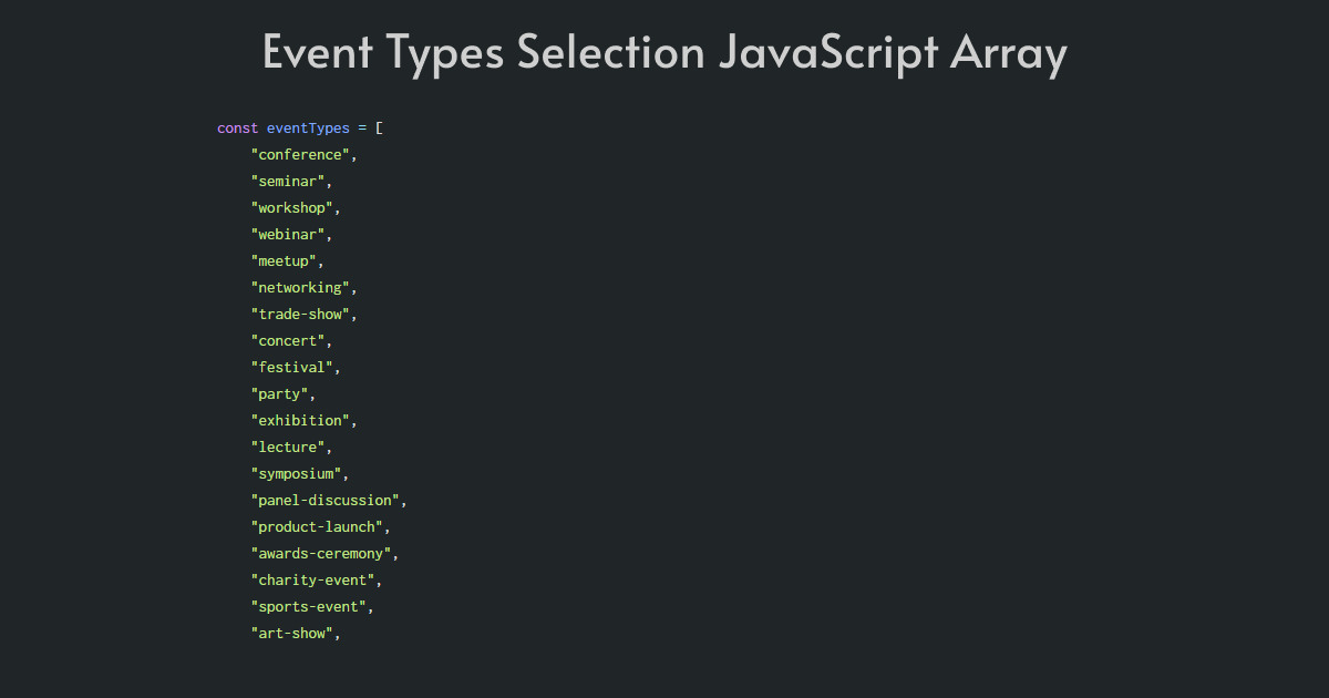 List Of Event Types For HTML, JavaScript, And PHP Arrays