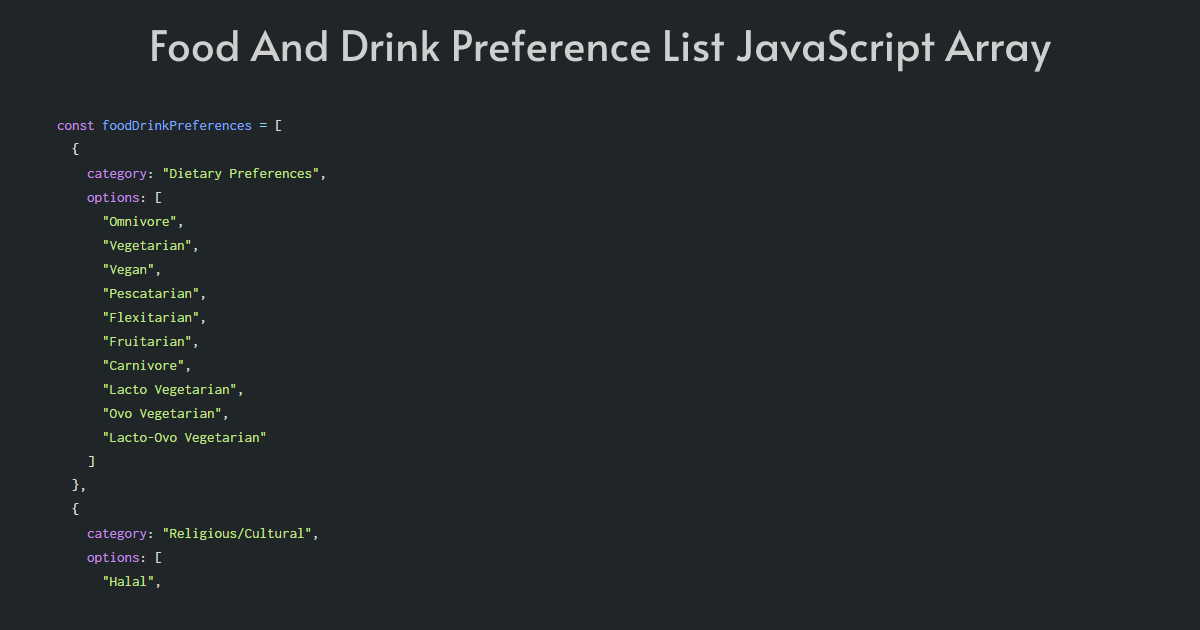 Food & Drink Dropdown Menus With HTML, JavaScript, PHP