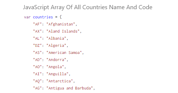 country code list json