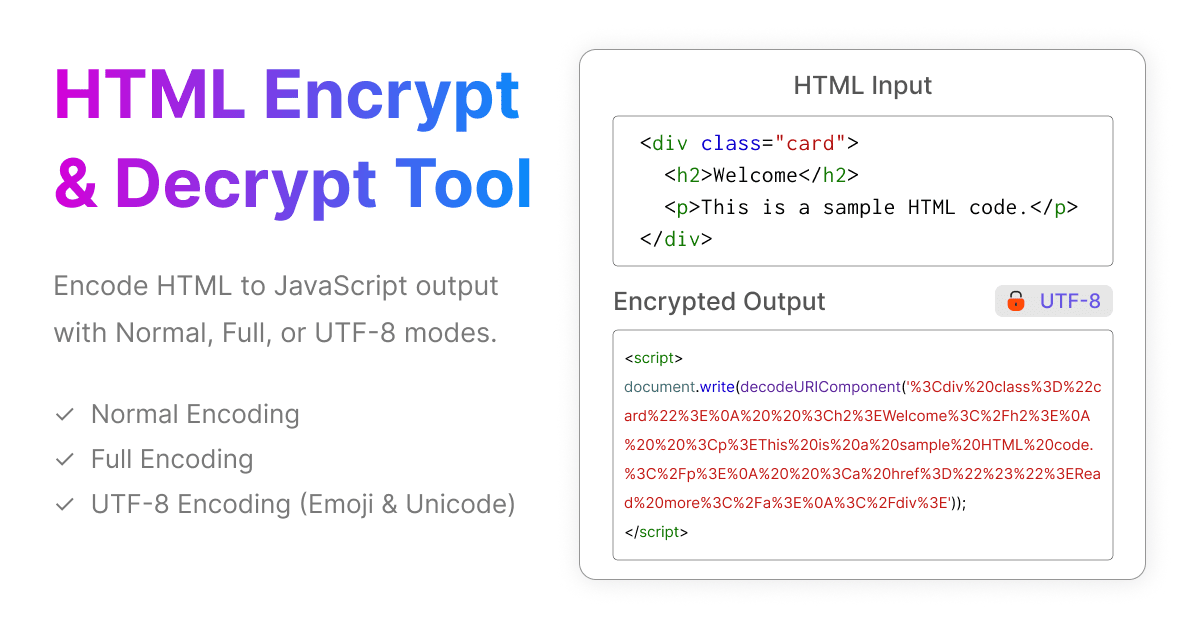 HTML Encrypt And Decrypt Tool - Obfuscate Source Code