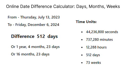 Online Date Difference Calculator Days Months Weeks Time